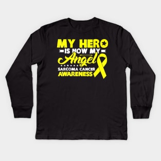 Sarcoma cancer shirt Wear Yellow ribbon for my hero gifts Kids Long Sleeve T-Shirt